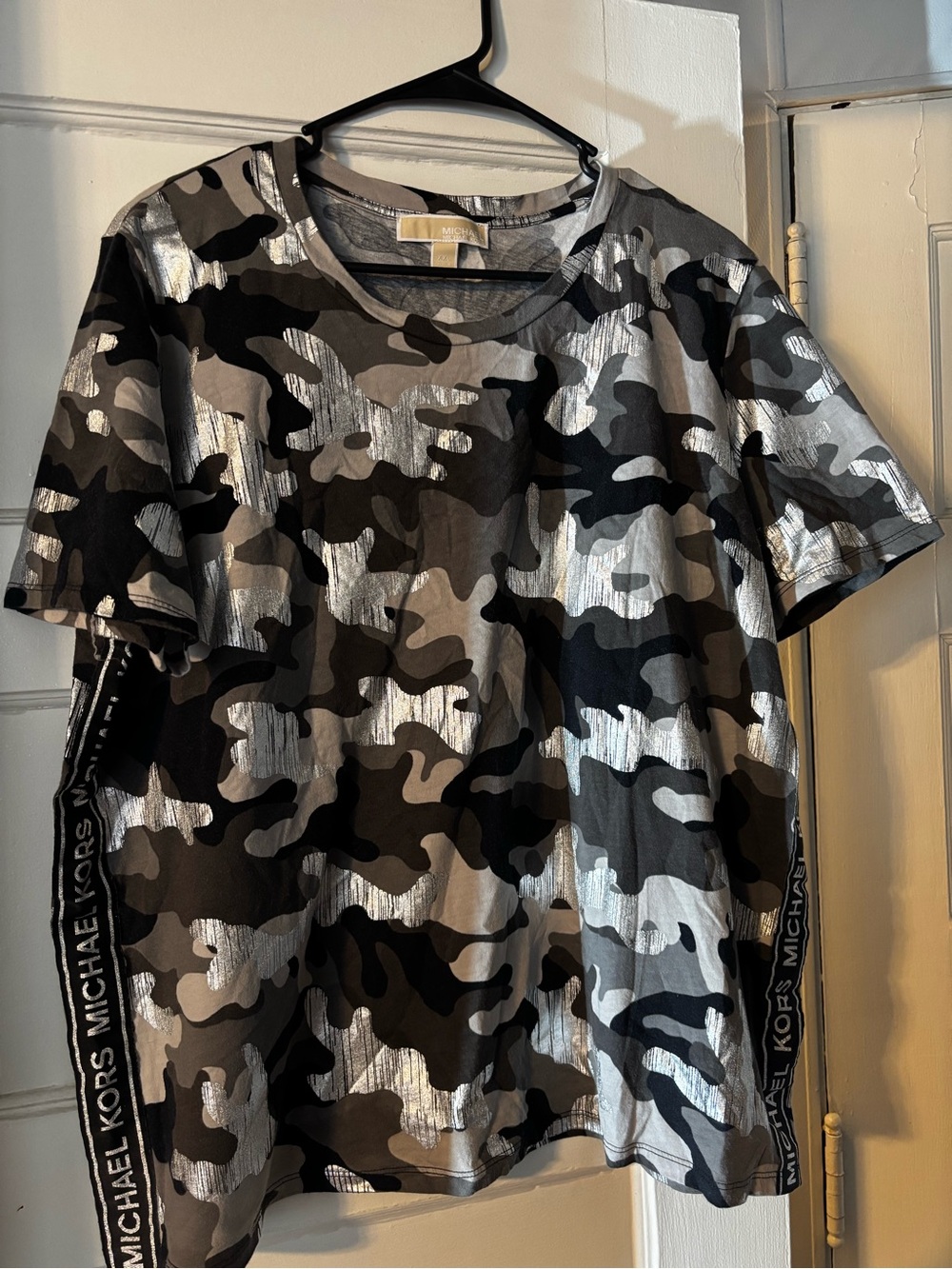 Michael Kors Metallic Black & Silver Camo Short-Sleeve Tee
